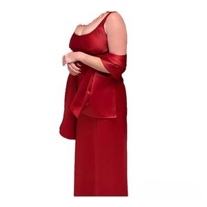 Ann Taylor Crimson Red Woman's Formal Gown with Wrap Size 10